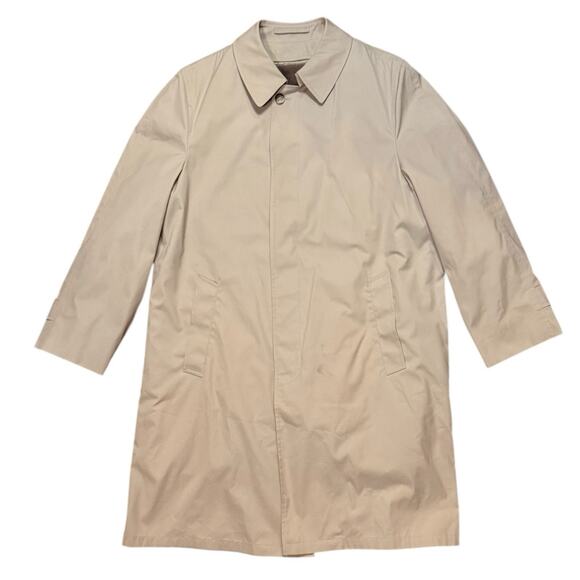 VTG Botany 500 Trench Rain Coat Mens Beige Zip Out Borg Lining Jacket USA 42R - Picture 1 of 11